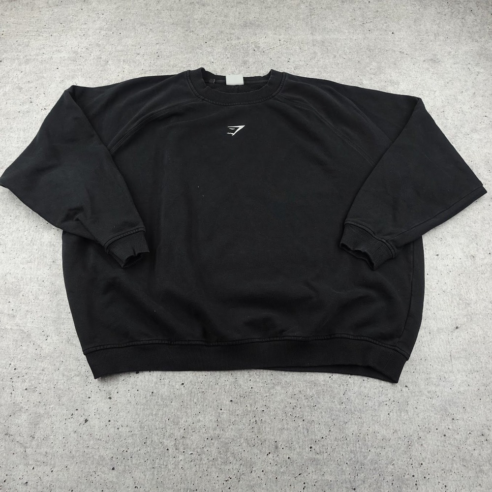 Gymshark Black Training Oversized Fleece Sweatshirt Logo B5A9R Womens Medium